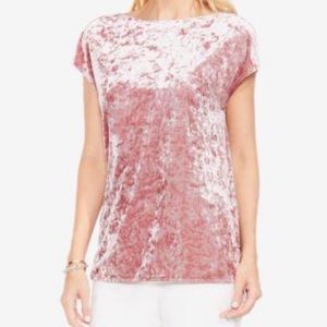 SHOULDER CRUSHED-VELVET T-SHIRT ICED ROSE